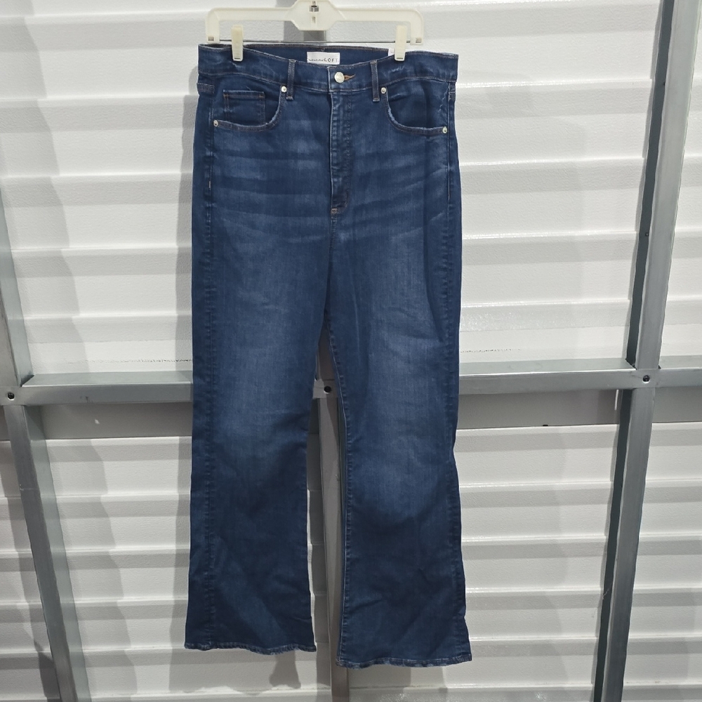 Loft Dark Blue The Slim Flare Jeans  Size 32 NWT High‎ Rise Regular Fit